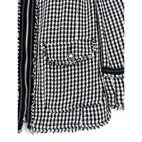 trf outerwear Houndstooth Mid-Length Womens Size XS Zipper Pocket Cozy Coat - Picture 6 of 8